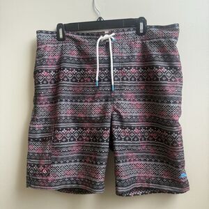 Tommy Bahama Swim Trunks Mens Black Pink Hawaiian Floral Beach Board Shorts XL